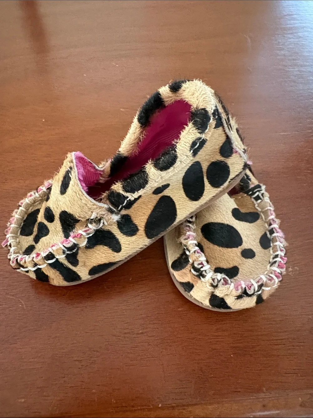 Baby Leopard Print Slip-On Moccasins - Pink Lining